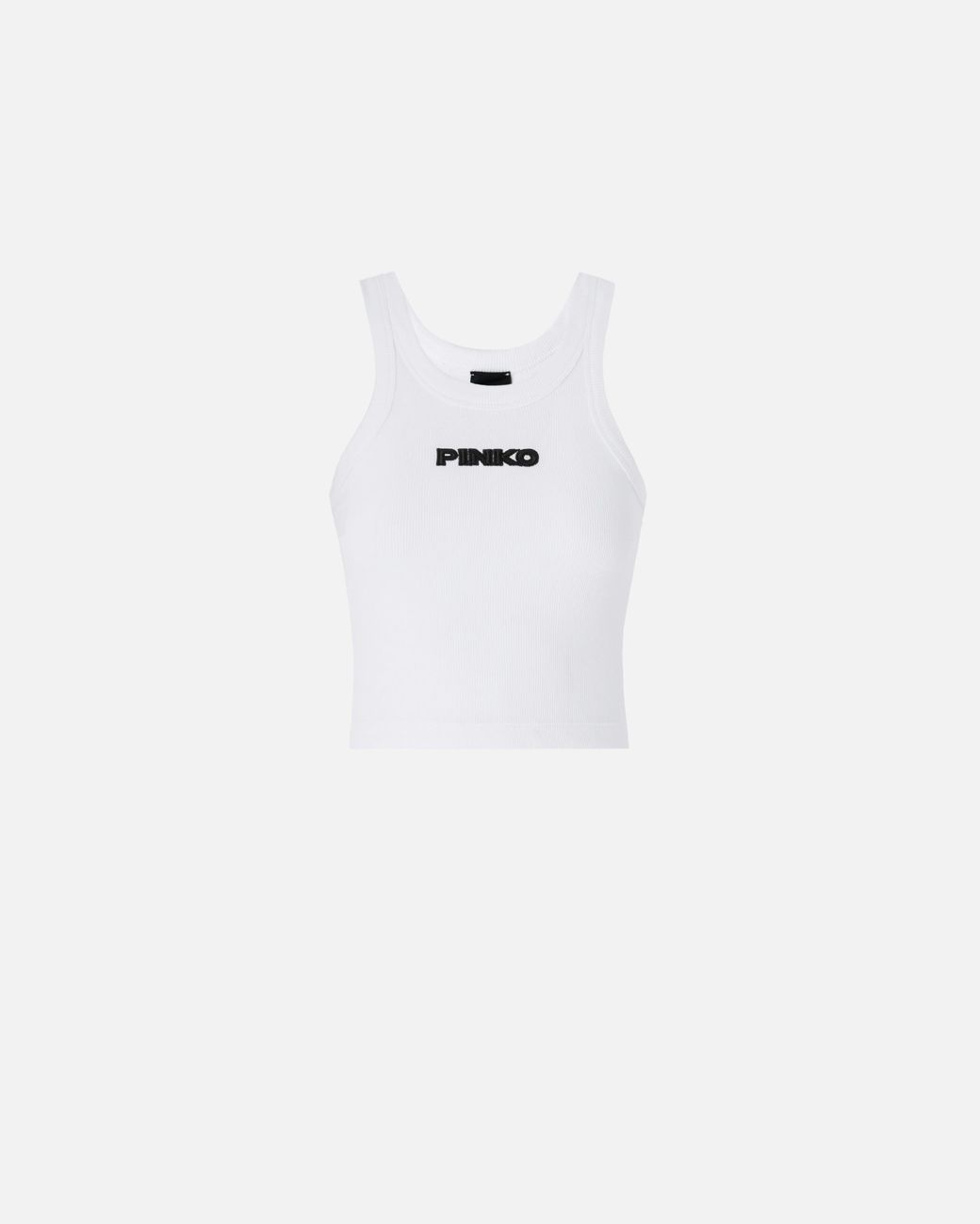 Pinko White Cropped Vest Top With Logo