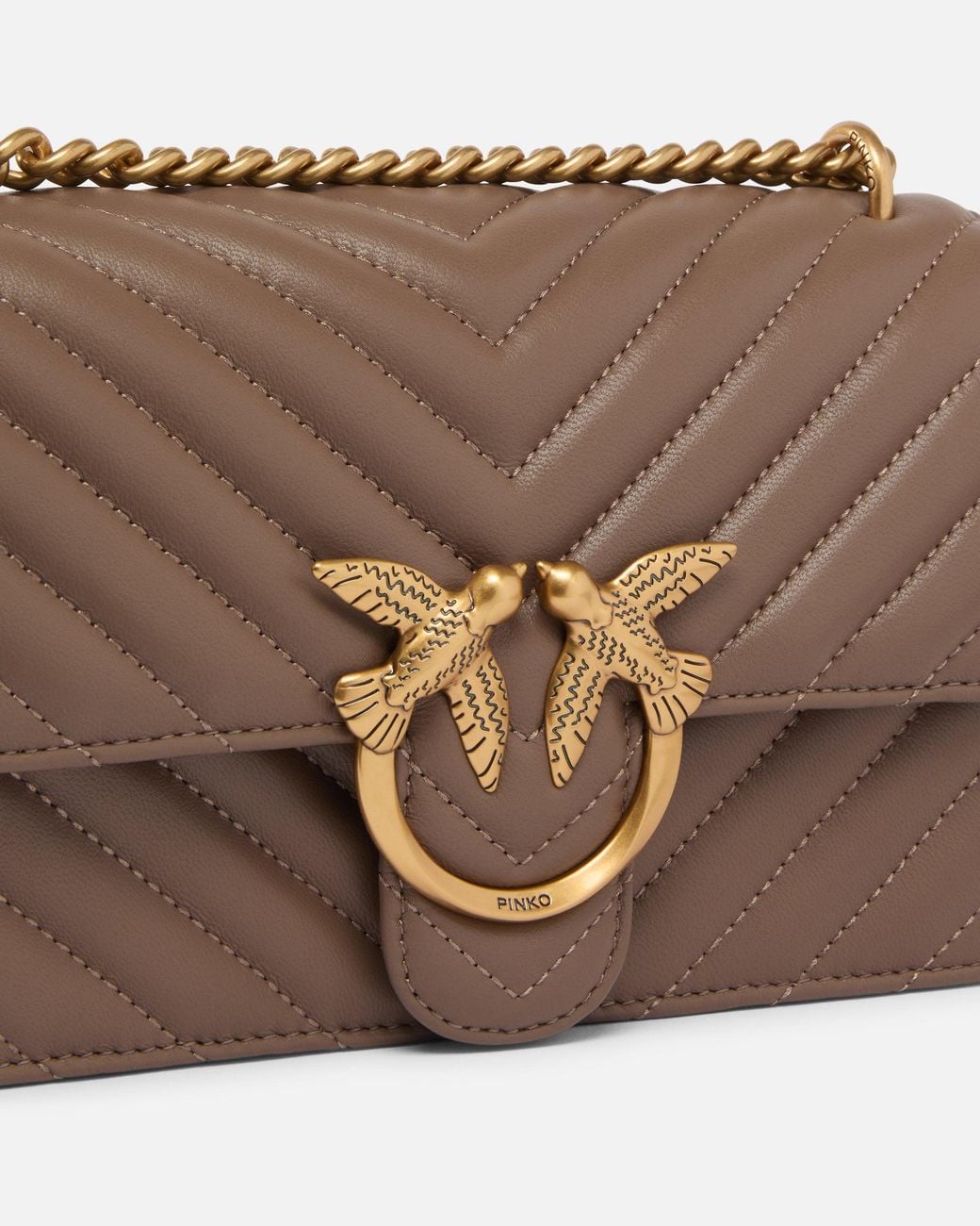 Pinko Brown Small Shoulder Bag Love Bag One Chevron