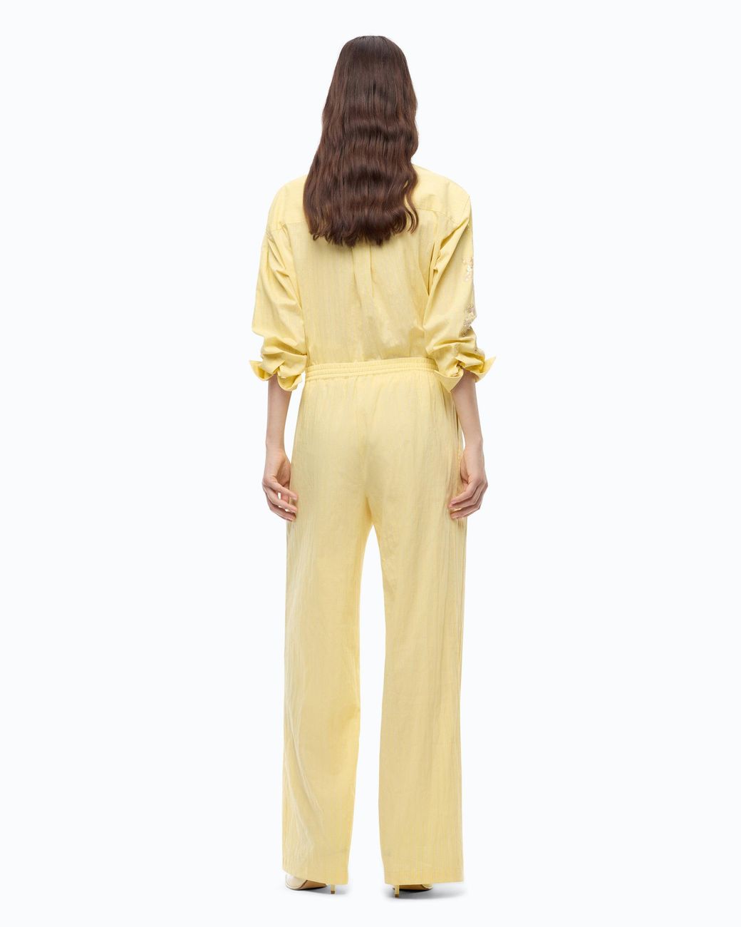 Pinko Yellow Striped Trousers With Drawstring Waist