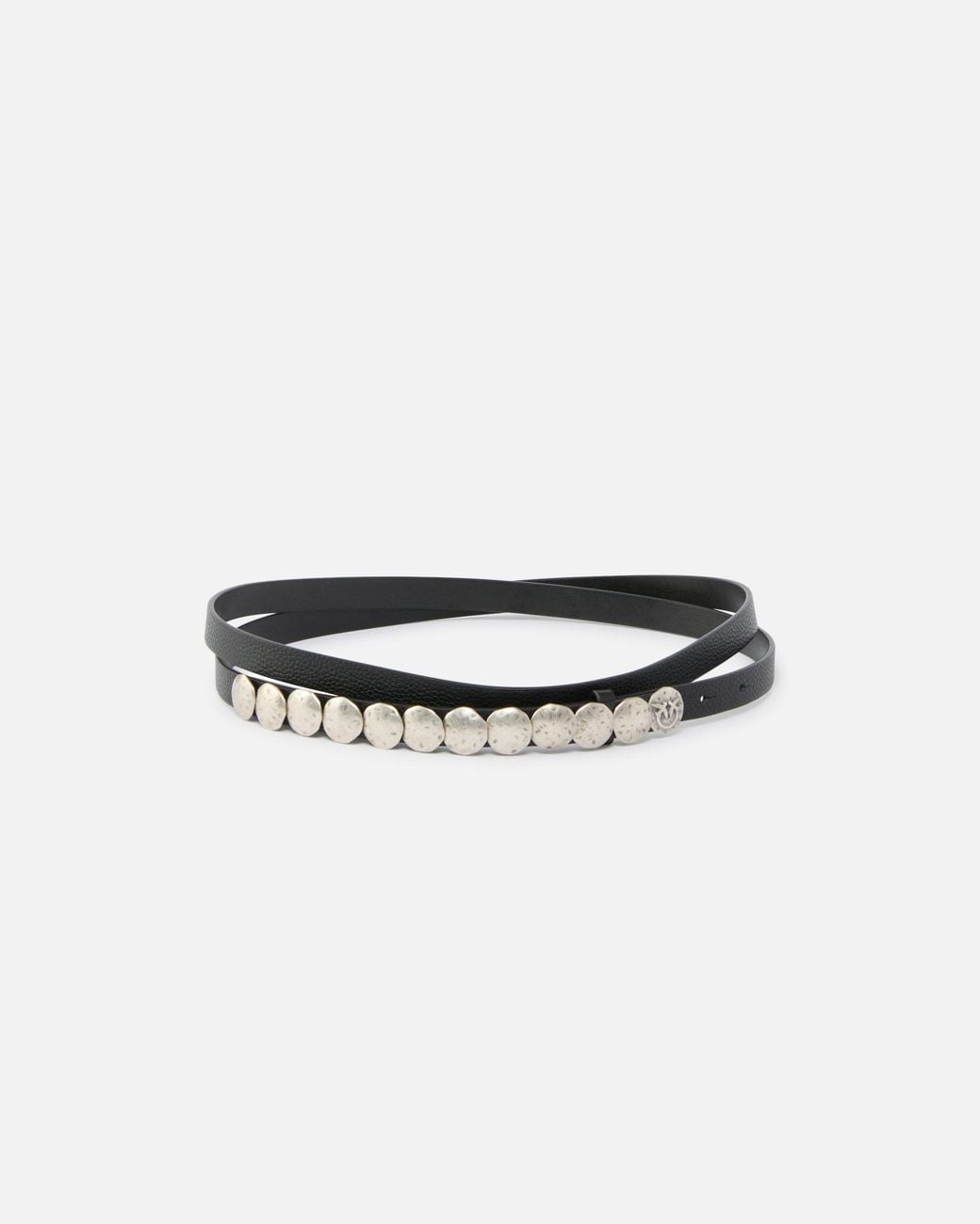 Pinko White Double-Wrap Leather Belt With Studs, 1.5 Cm