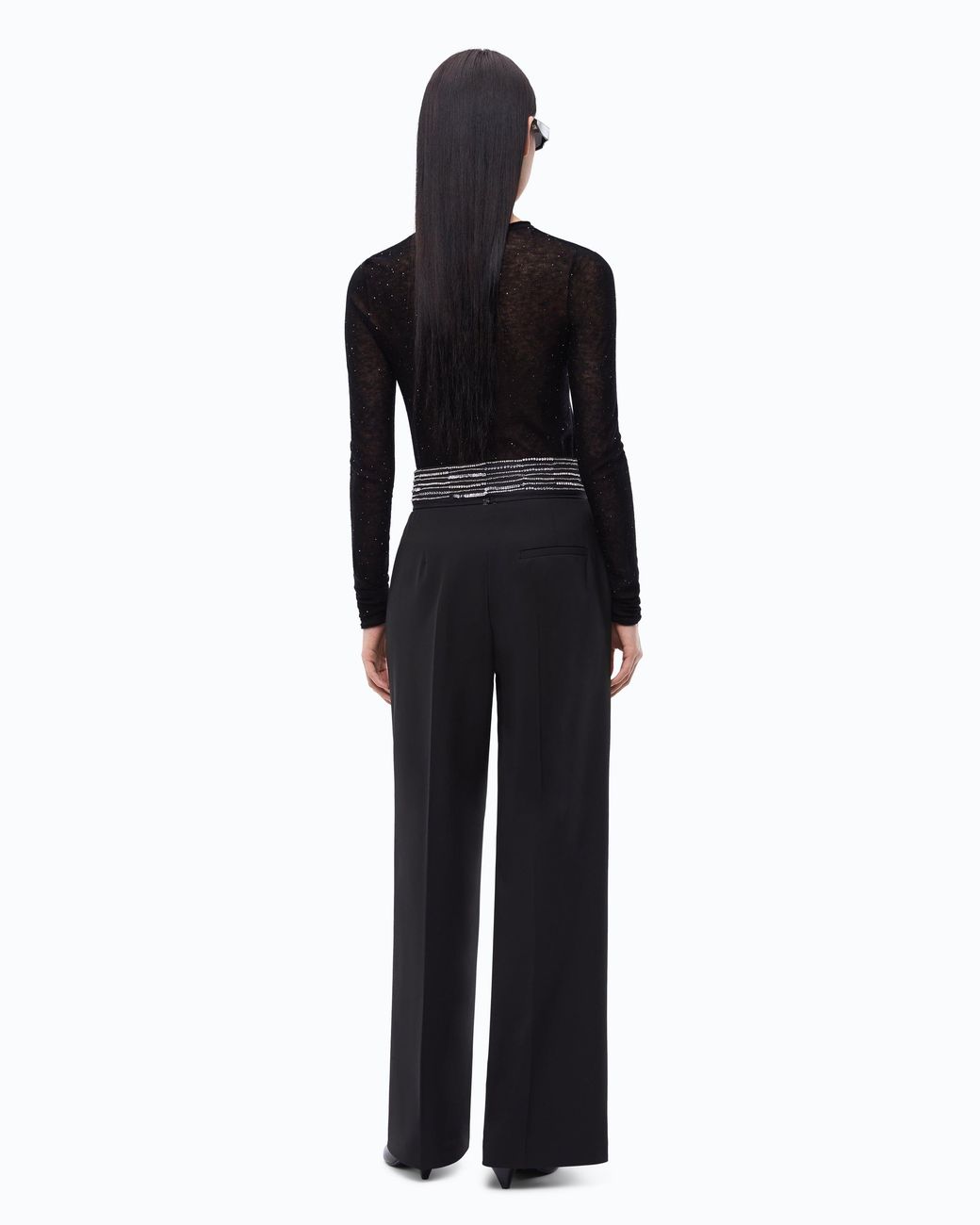 Pinko Black Crew-Neck Sweater With Sequins