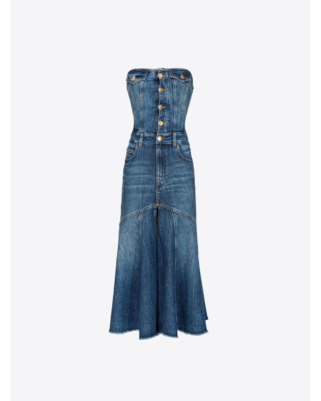 strapless open back dress Midi slip dress with lace bands main image 1