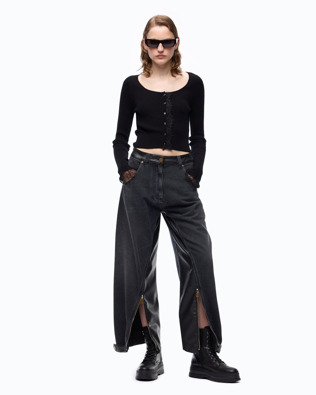 Pinko Blue Balloon-Fit Jeans With Coated Canvas Inserts