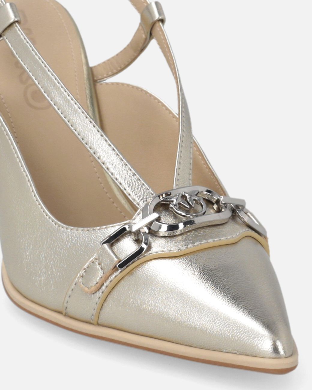 Pinko White Laminated Nappa Slingbacks