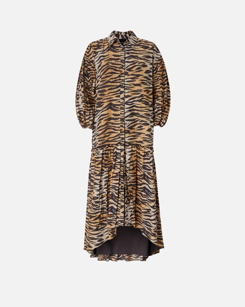Pinko White Long Dress With Buttons And Animal Print