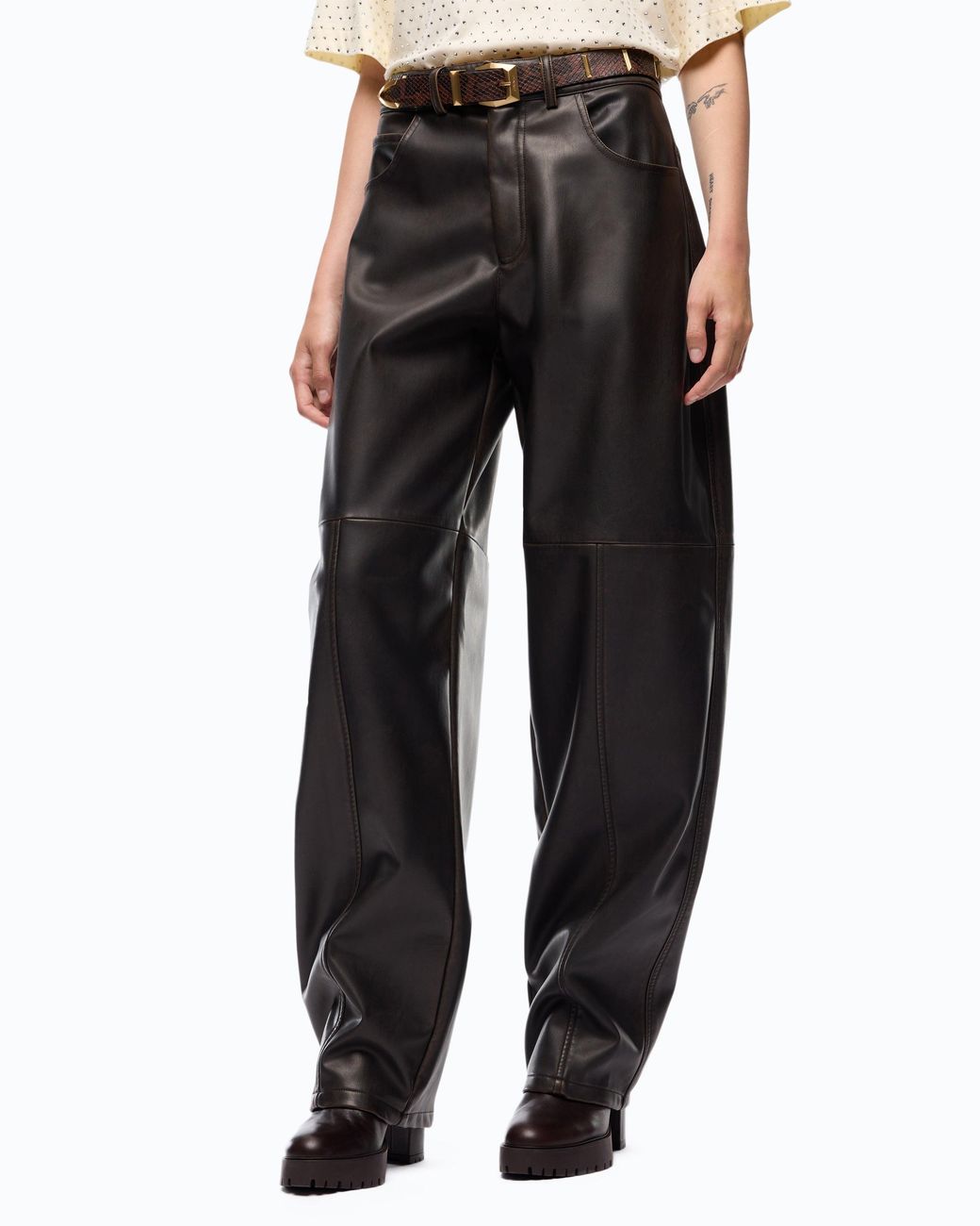 Pinko Brown Barrel-Fit Trousers