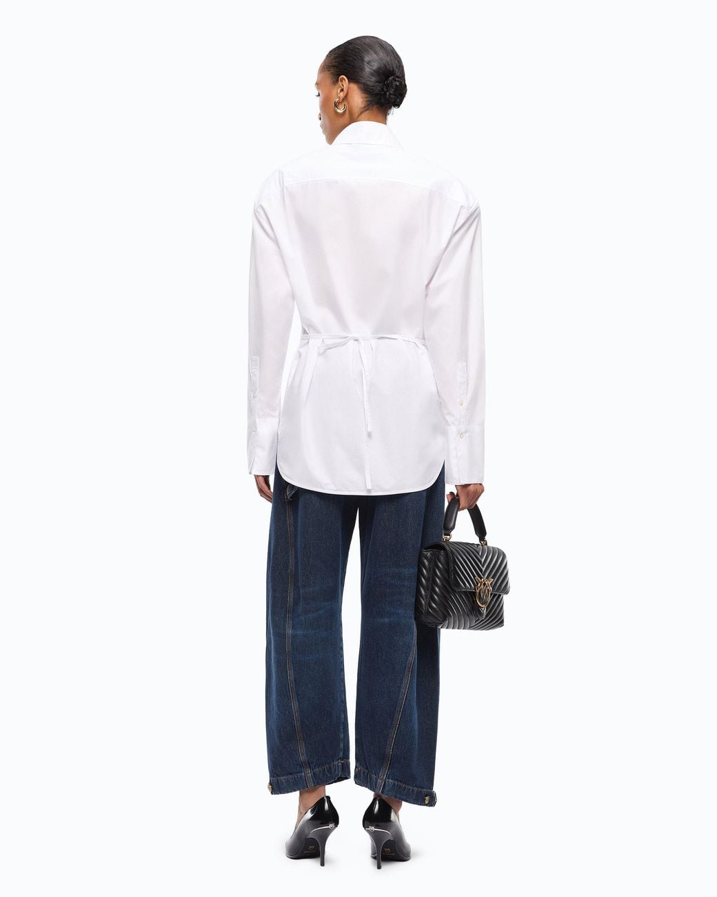 Pinko White Slim-Fit Shirt With Drawstring