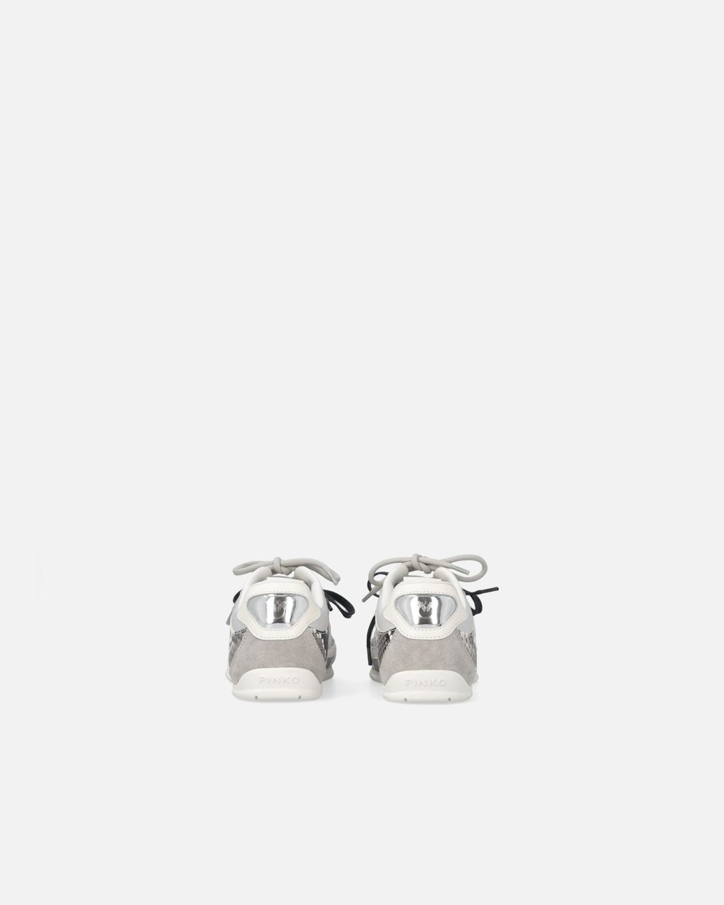 Pinko White Mesh And Leather Sneakers With Python Print
