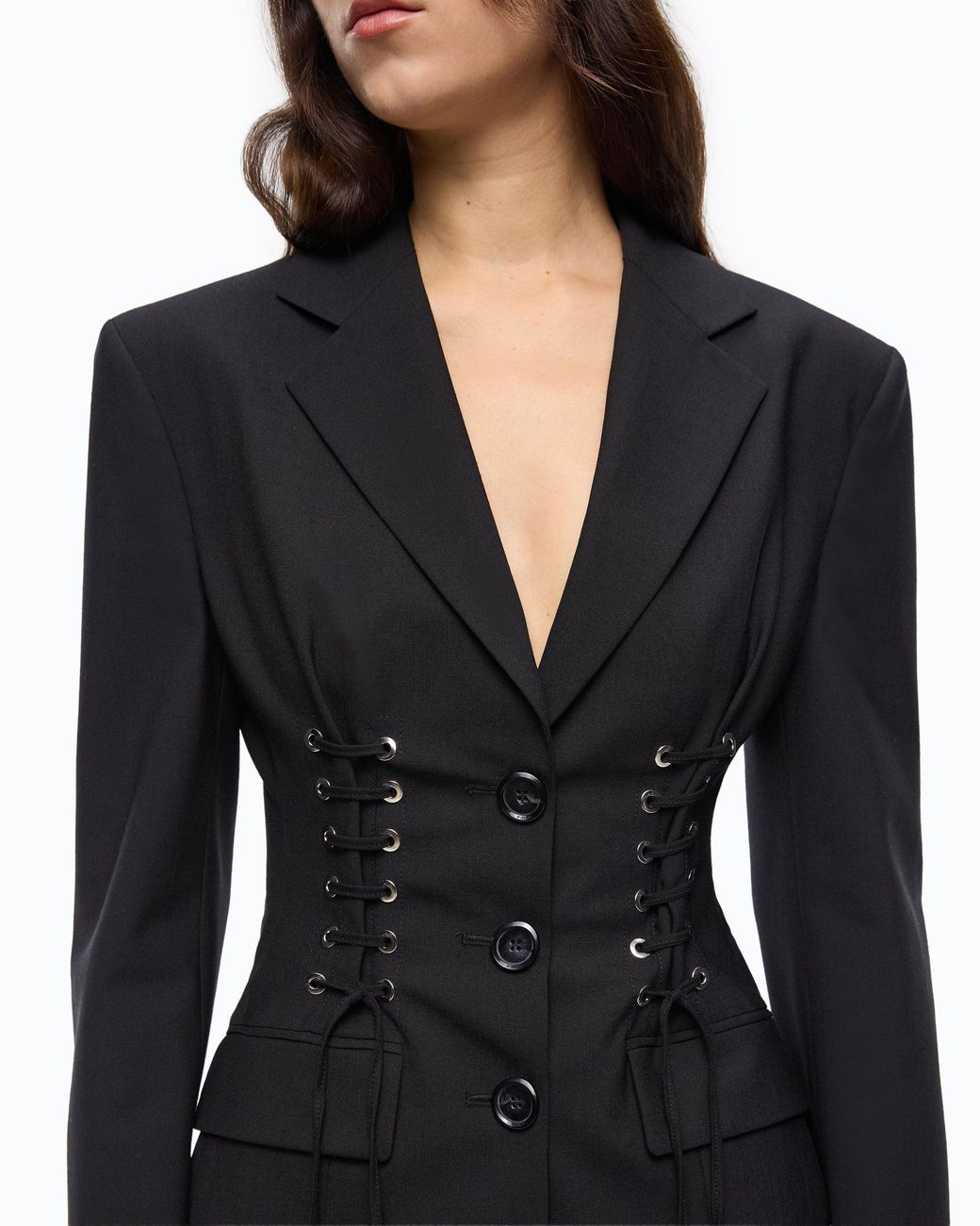 Pinko Black Slim-Fit Jacket With Bustier Design