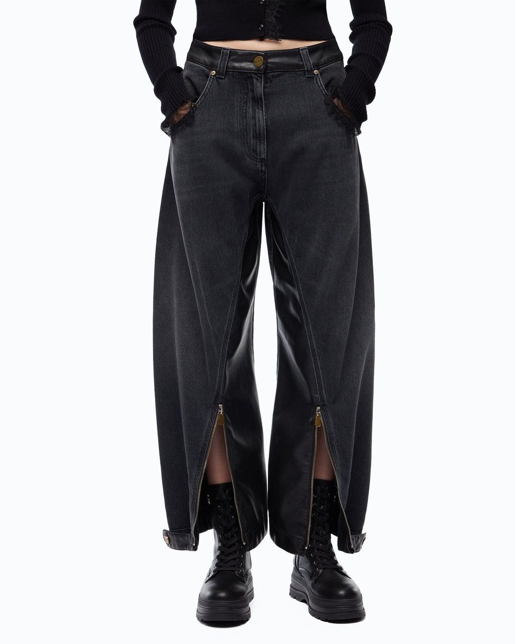 Pinko Blue Balloon-Fit Jeans With Coated Canvas Inserts