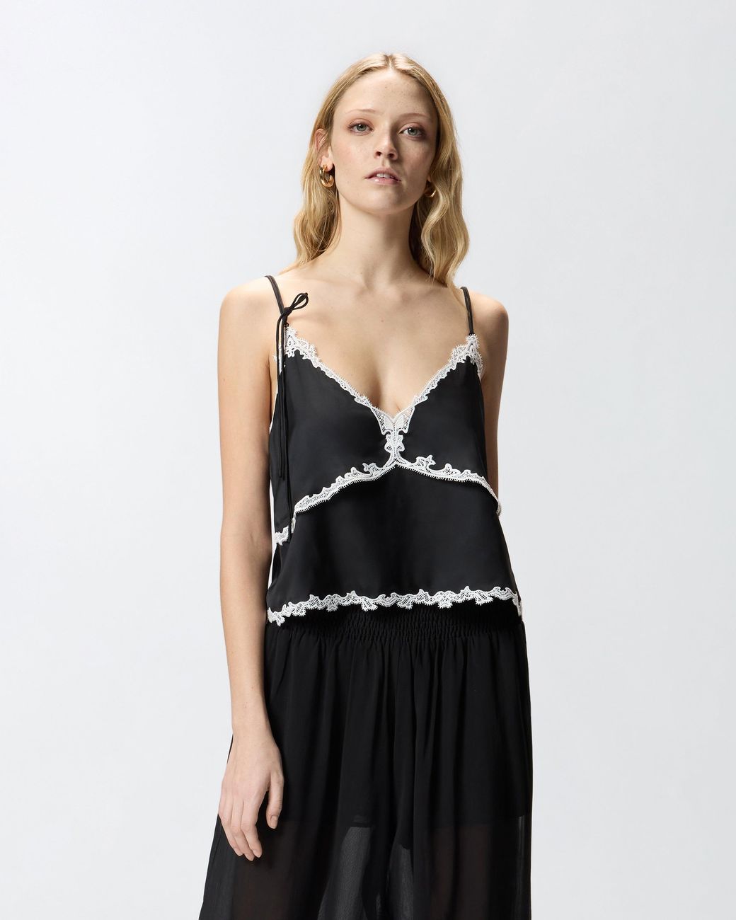 Pinko Black Top With Lace Inserts