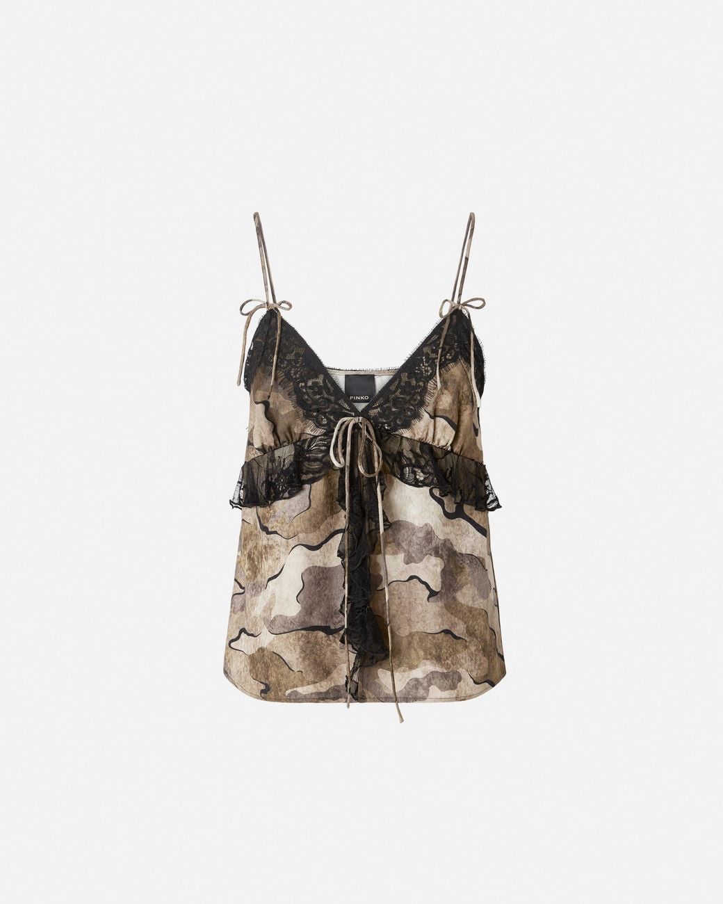 Pinko White Camouflage Top With Lace
