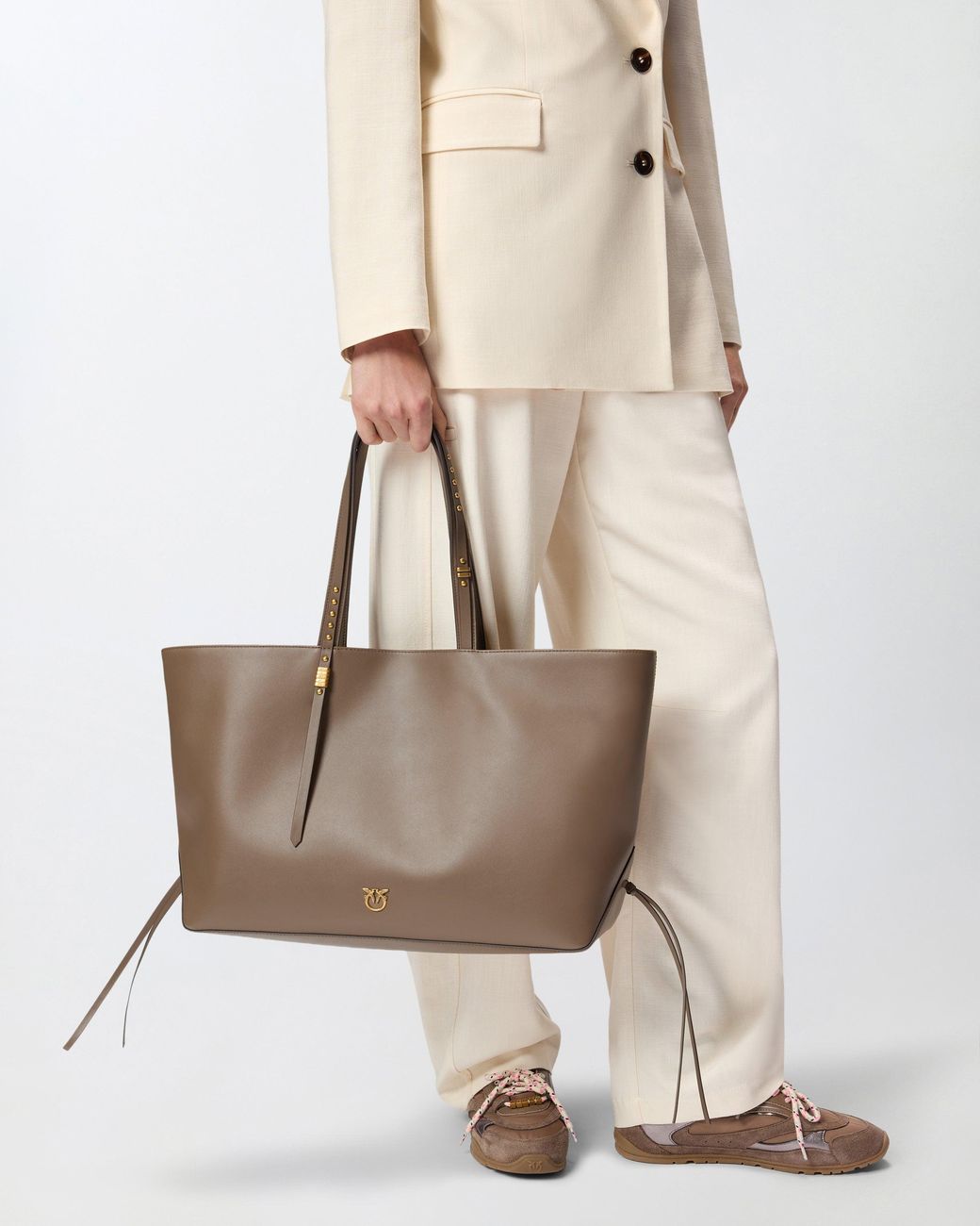 Pinko Multicolor Medium Leather Shopper Bag With Metal Details