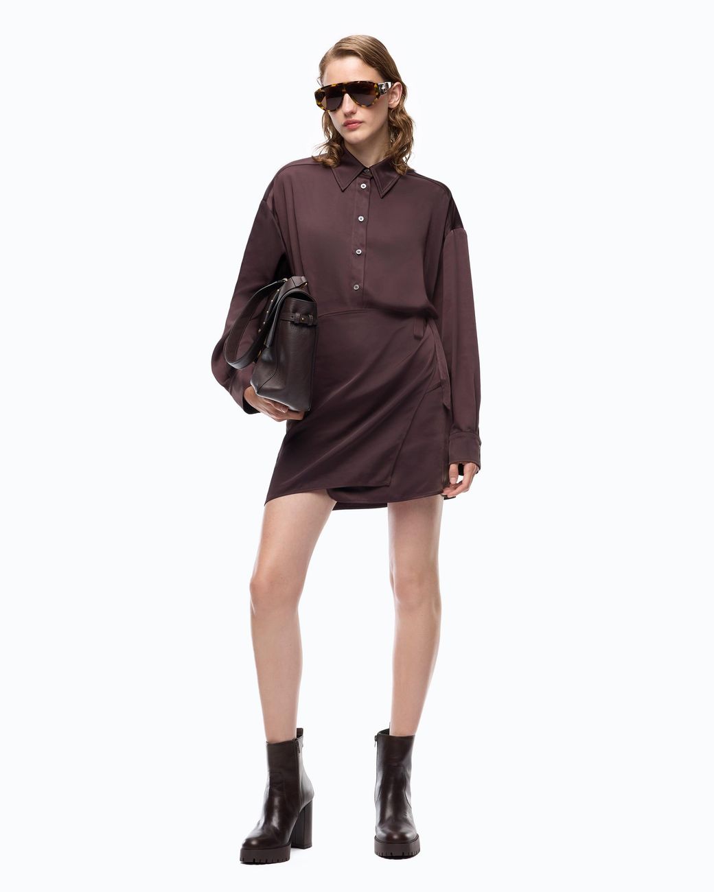 Pinko Brown Mini Dress With Button Fastening