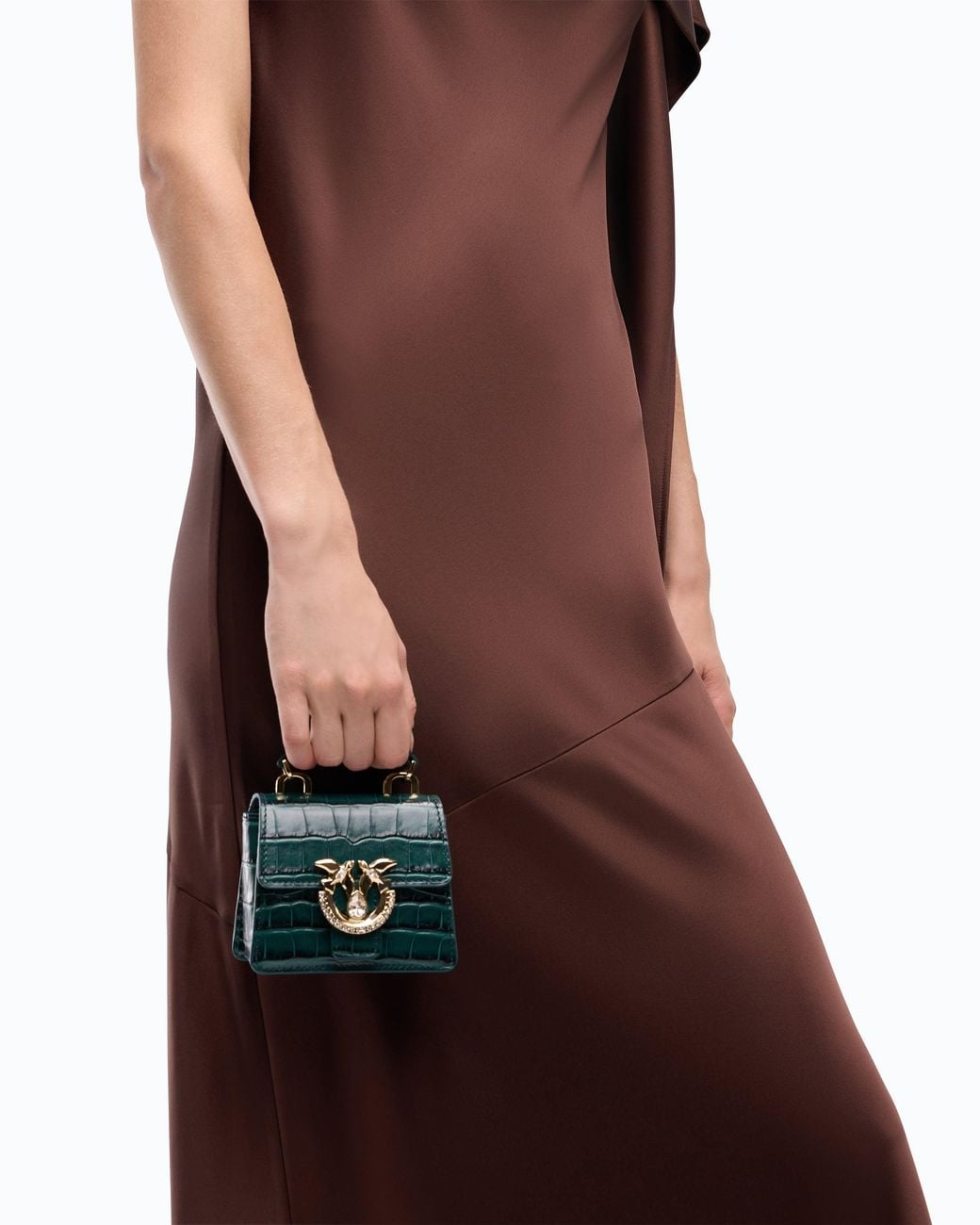 Pinko Green Galleria Micro Love Bag Top Handle Handbag