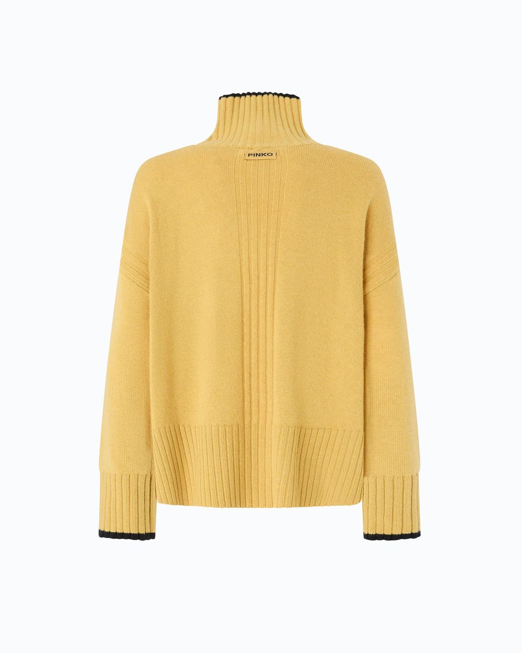 Pinko Yellow Wool And Cashmere Turtleneck Sweater