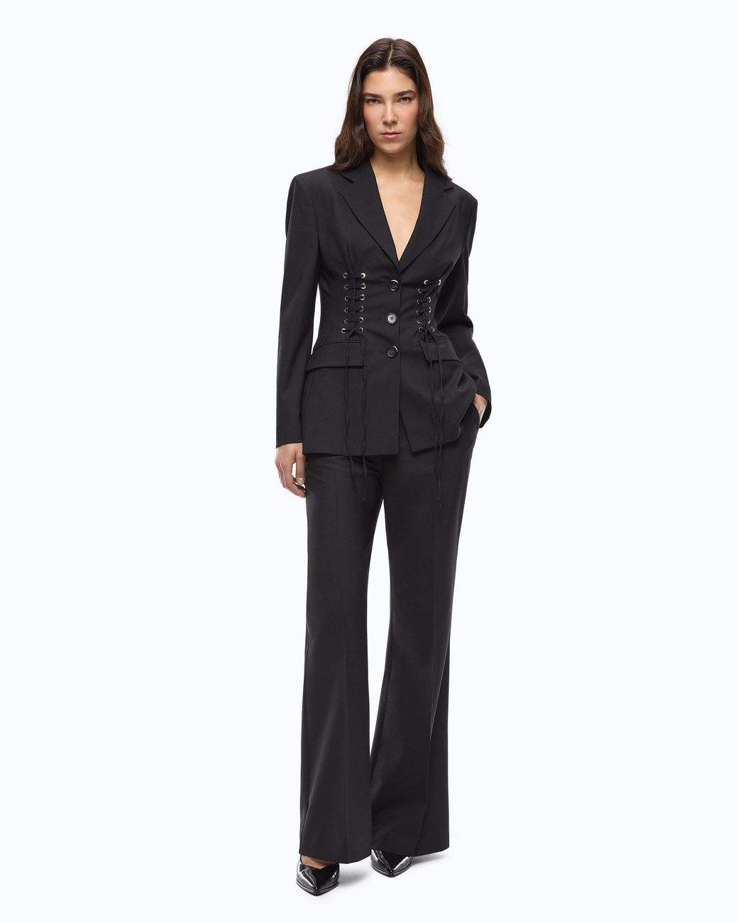 Pinko Black Slim-Fit Jacket With Bustier Design
