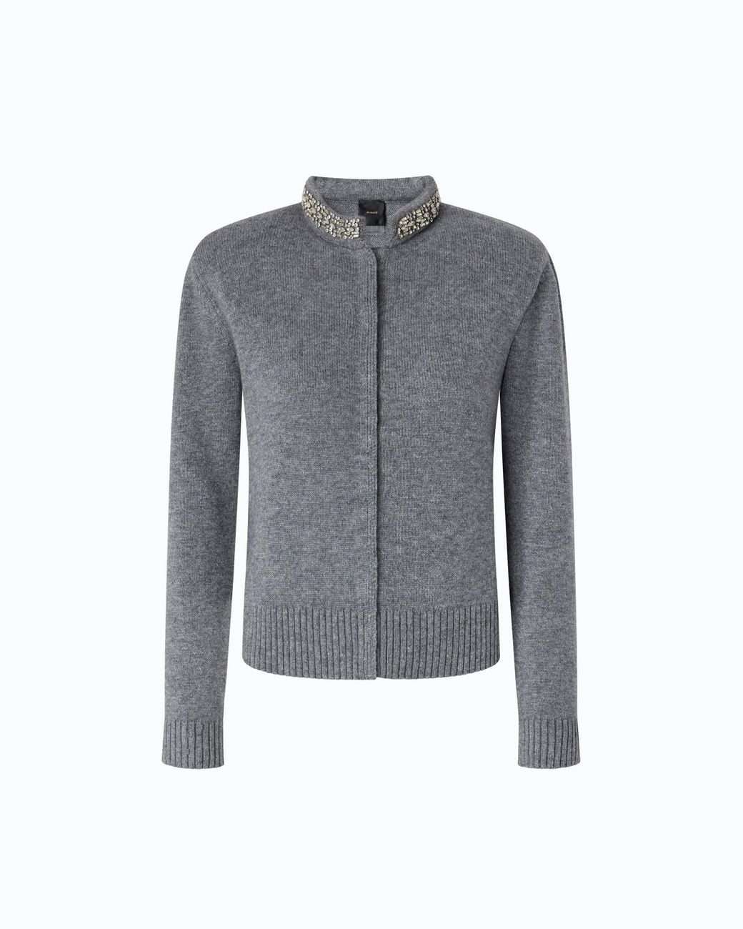 Pinko Gray Cardigan With Jewel Collar