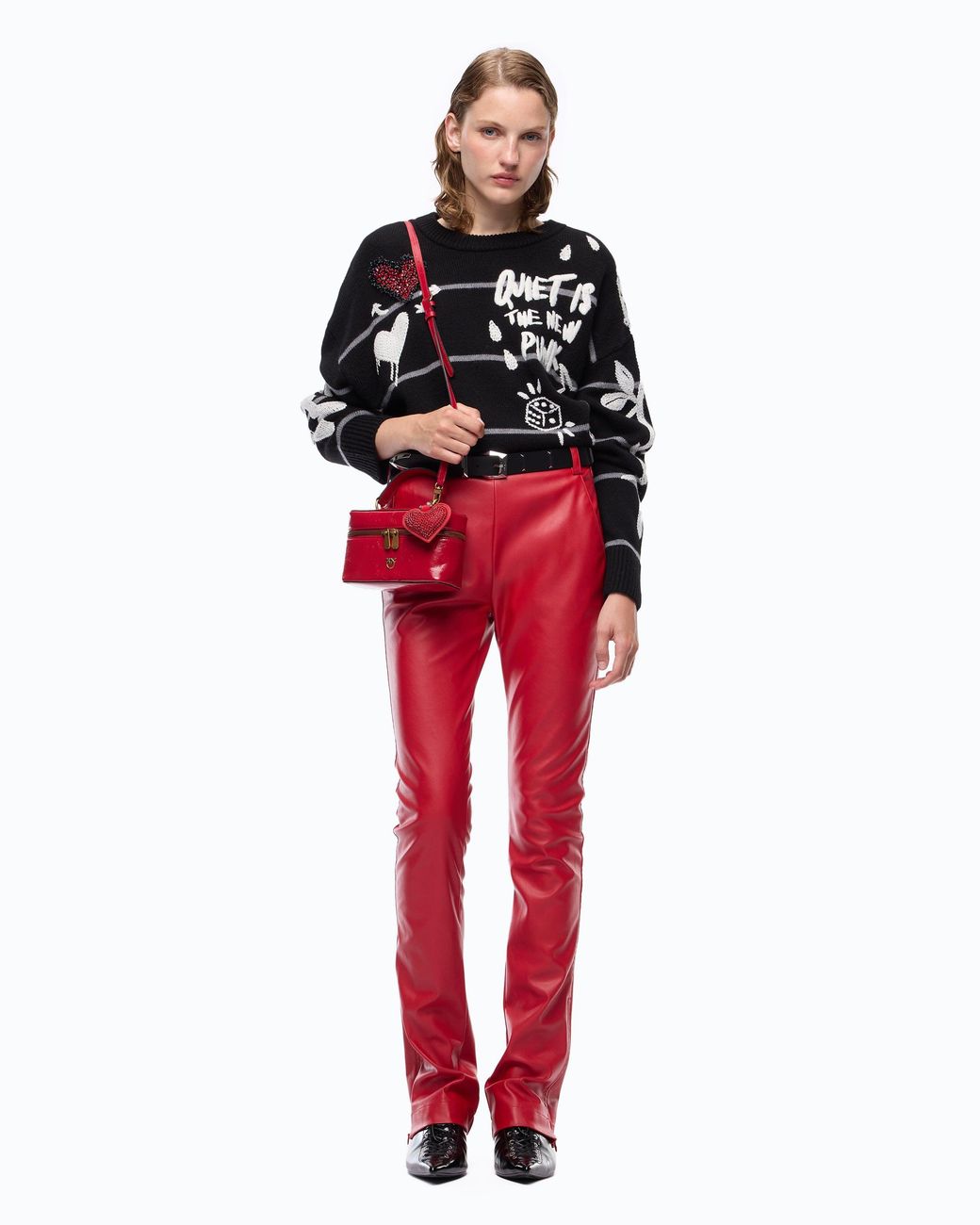 Pinko Black Quiet Is The New Punk Merino Wool Sweater