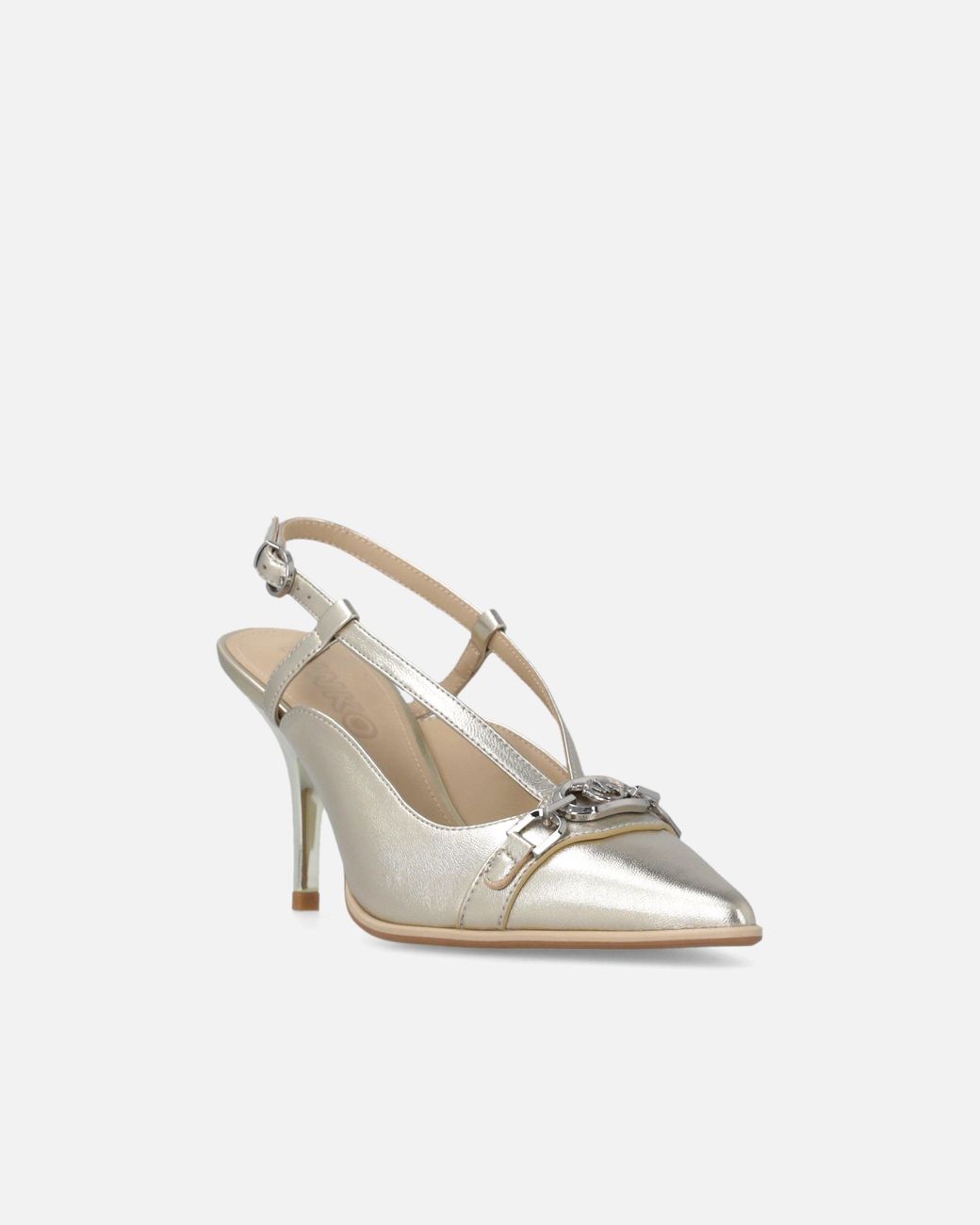 Pinko White Laminated Nappa Slingbacks