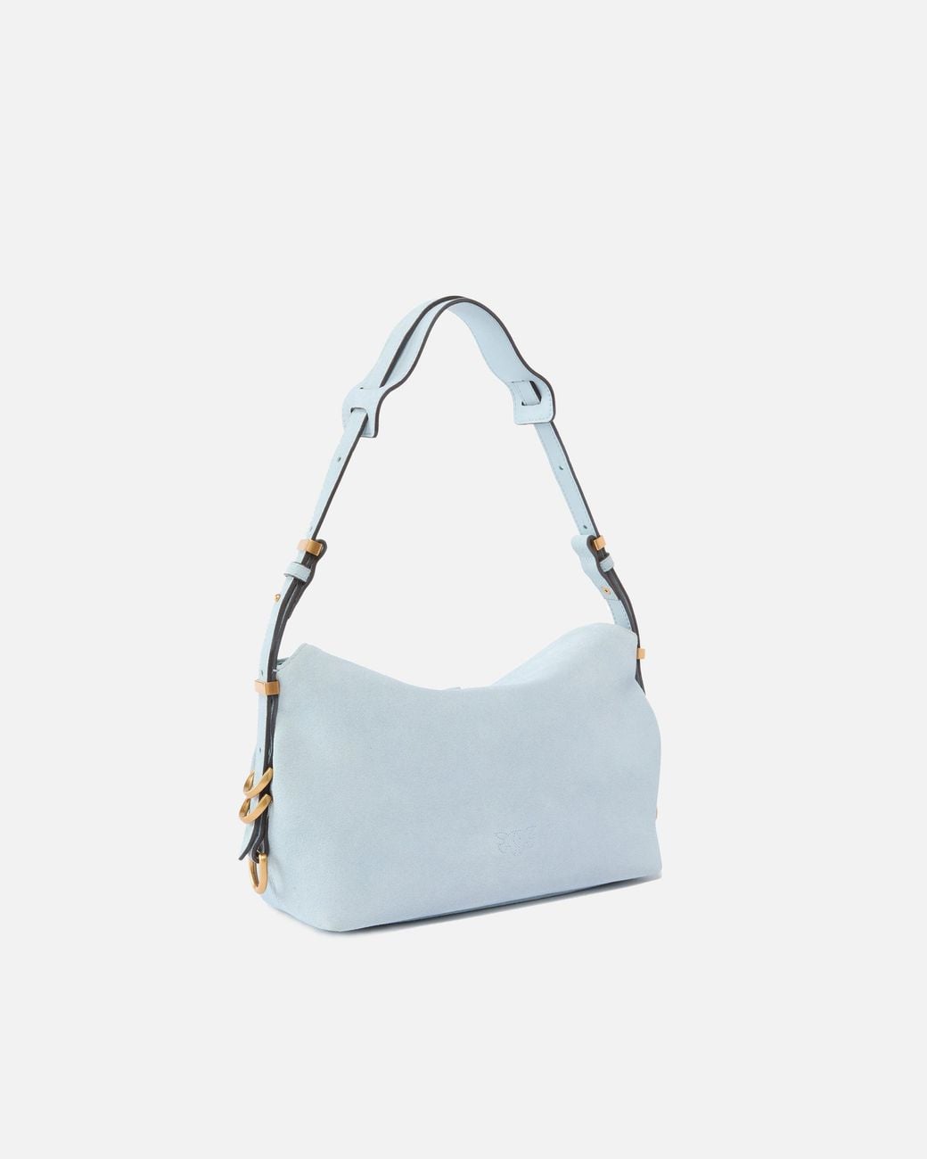 Pinko Blue Saddle Suede Small Shoulder Bag