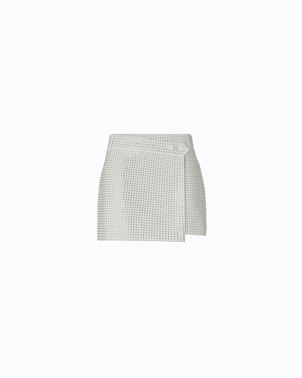 Pinko White Fully Rhinestoned Wrap Mini Skirt