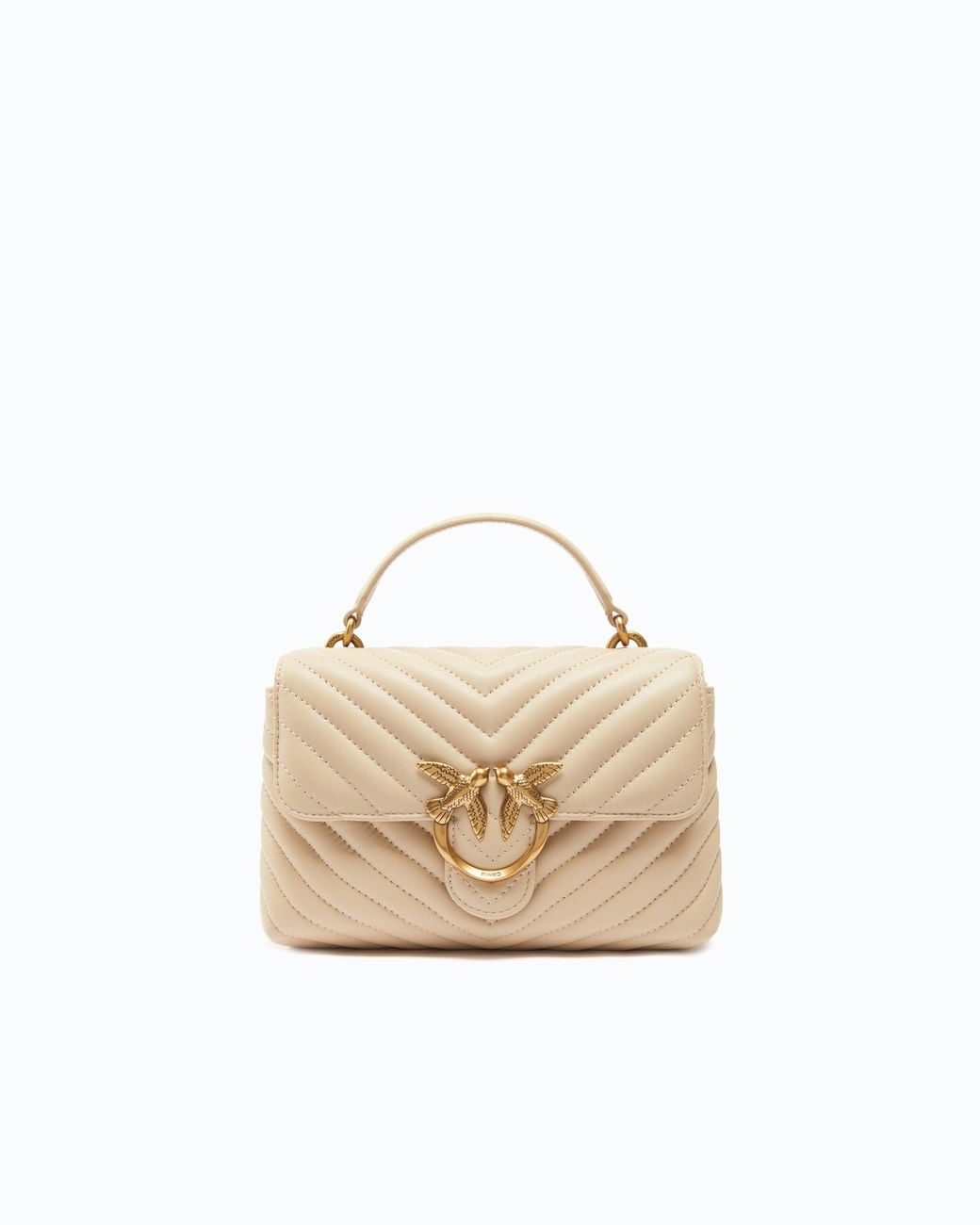 Pinko Natural Mini Handbag Lady Love Bag Puff Chevron