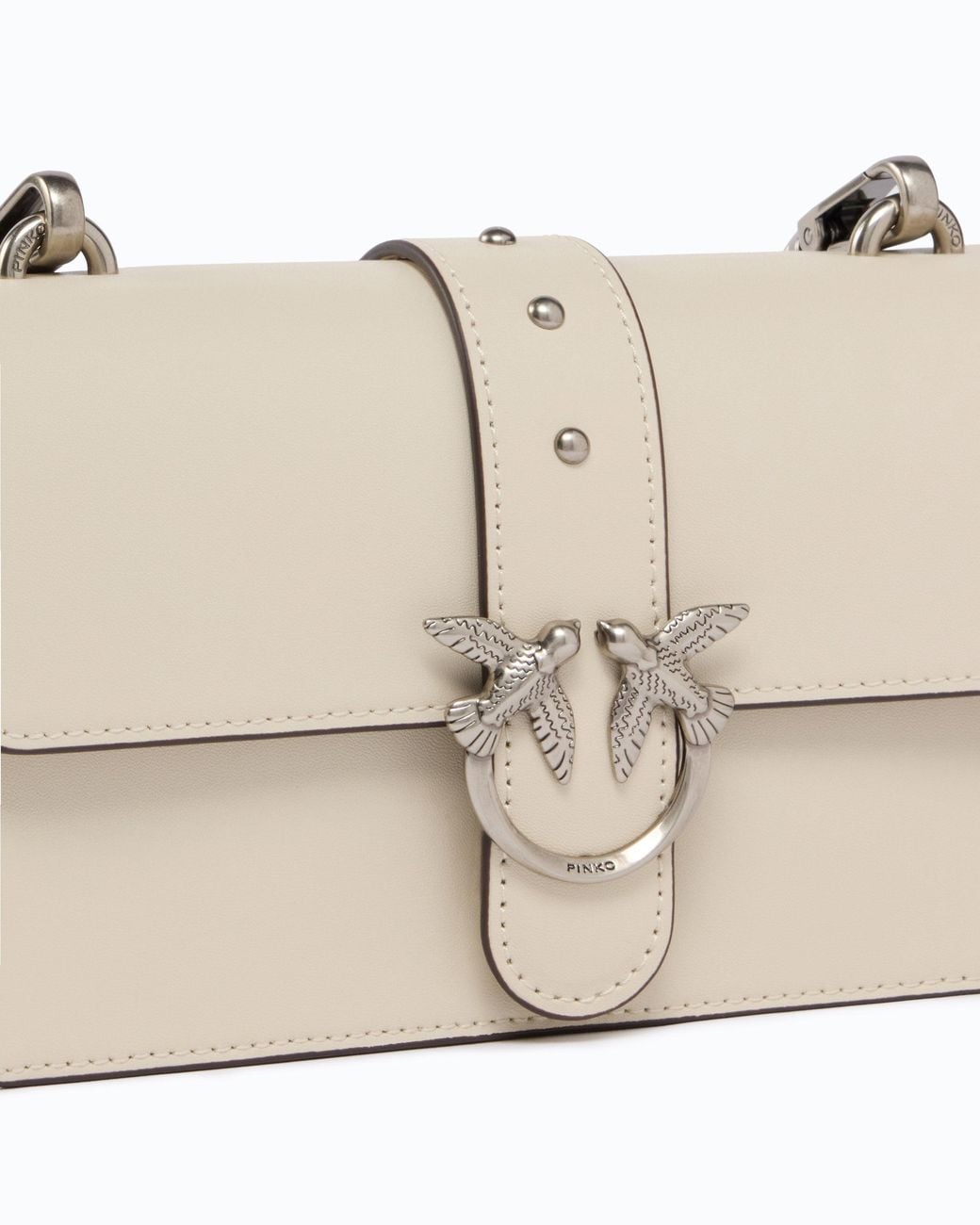 Pinko White Small Love Bag One Leather Shoulder Bag With New Buckle