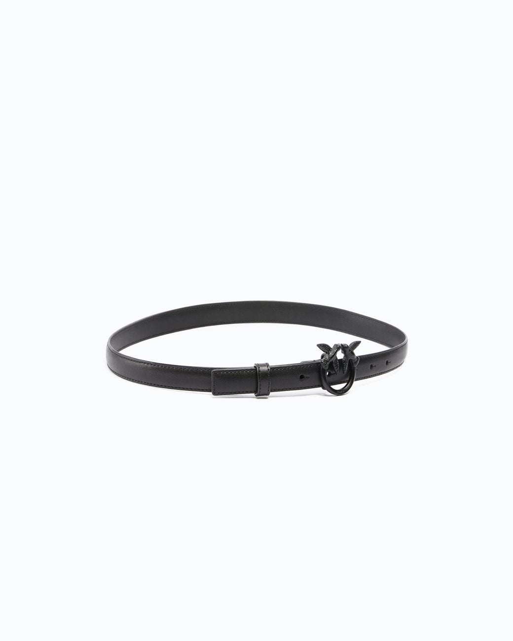 Pinko White 2 Cm Leather Belt With Matte Love Birds Buckle