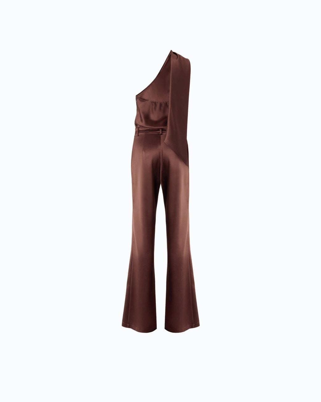 Pinko Purple Long Satin Jumpsuit With Sash