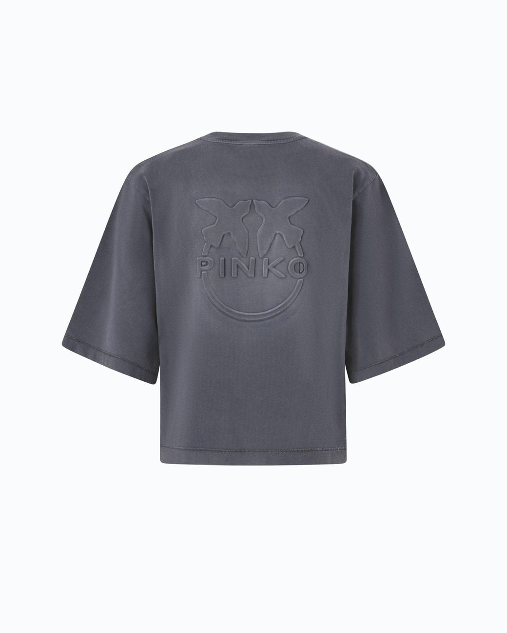 Pinko Blue Faded-Effect T-Shirt With Love Birds Logo