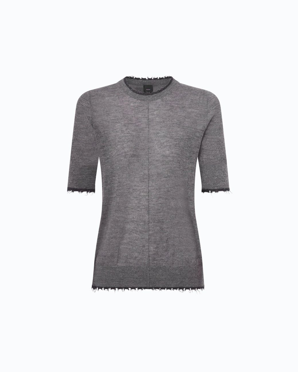 Pinko Gray Short-Sleeved T-Shirt With Frayed Edges