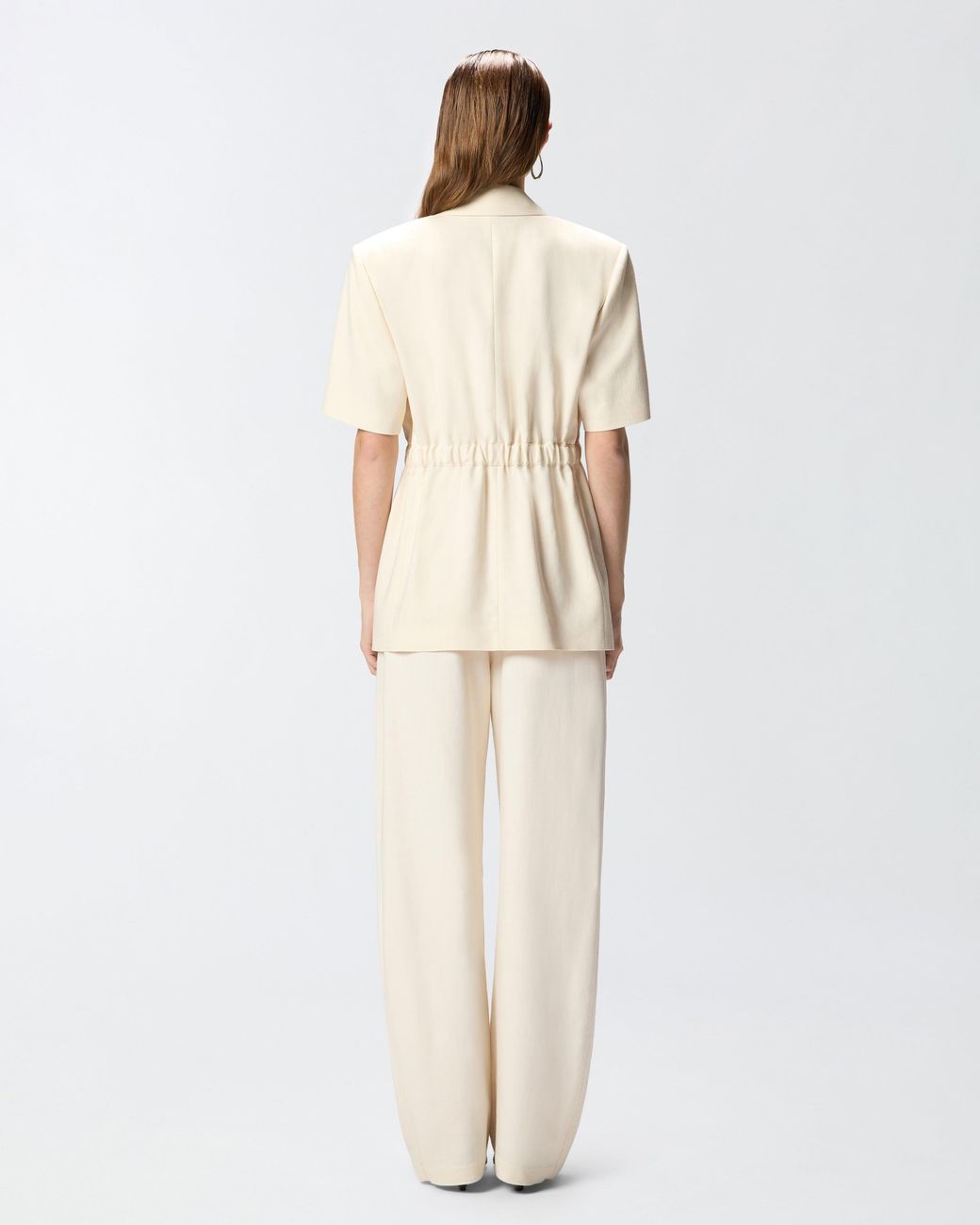 Pinko Natural Short-Sleeved Jacket With Elasticated Waist
