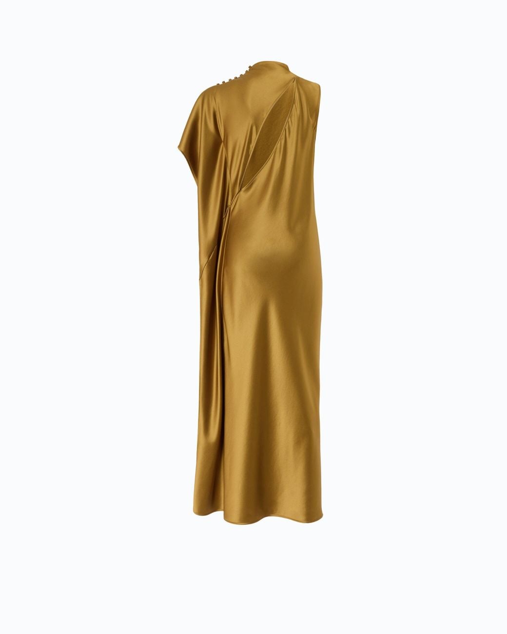 Pinko Metallic Long, One-Shoulder Satin Dress