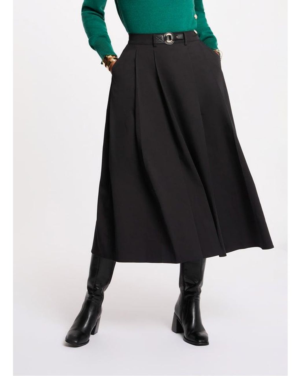 Jupe Midi Évasée Femme Morgan en coloris Noir Lyst