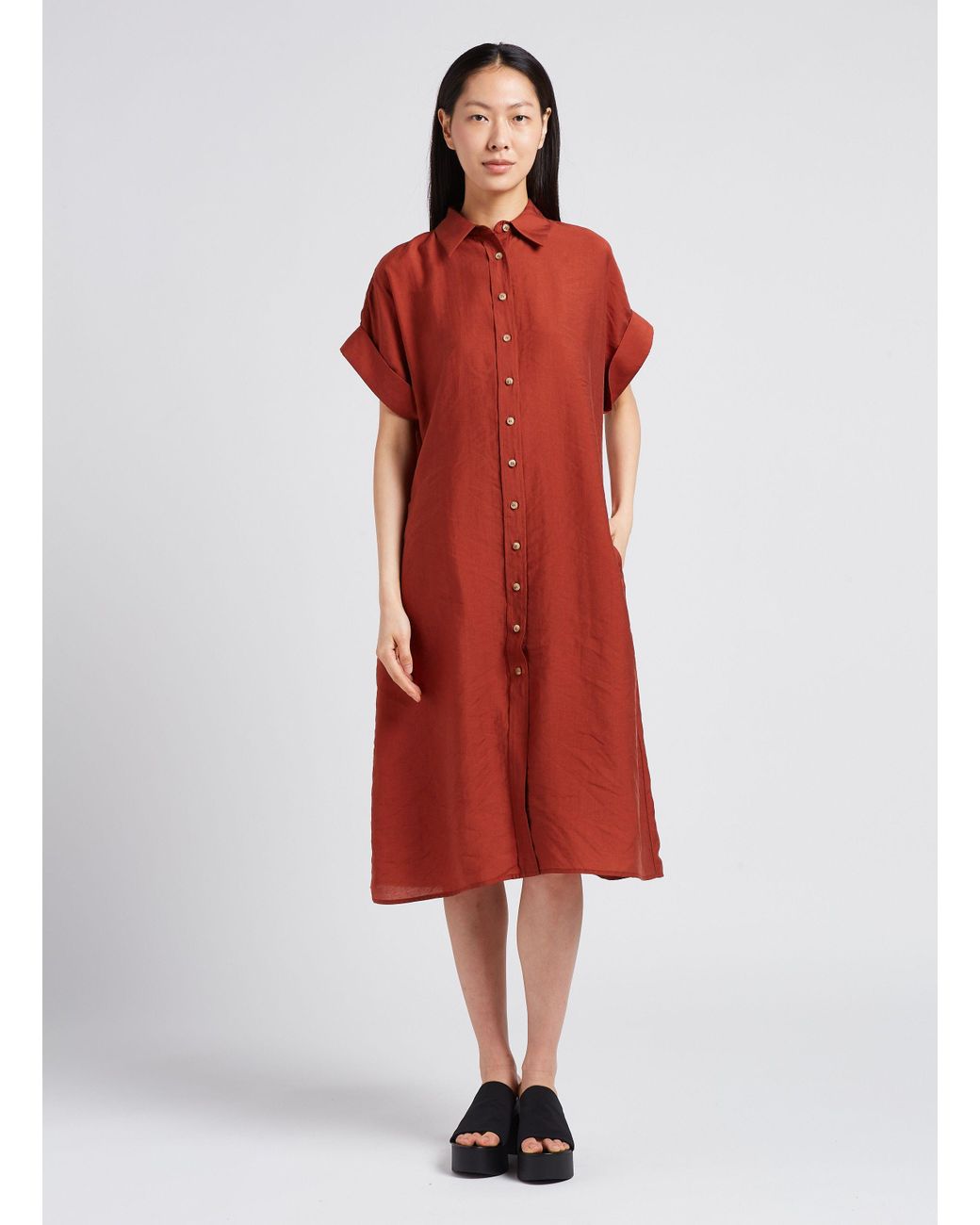 Robe chemise col classique MAISON 123 en coloris Rouge | Lyst