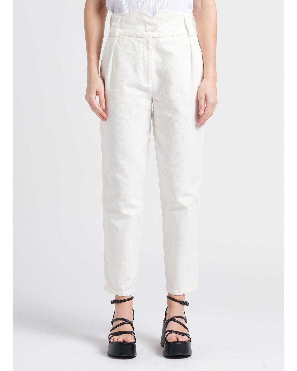 Pantalon carotte taille haute en coton COLLECTORS CLUB en coloris Blanc |  Lyst