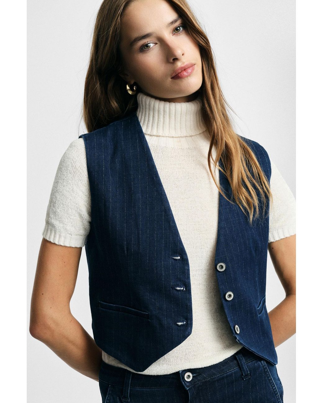 Gilet À Rayures Fermeture Boutonnière Please en coloris Blue
