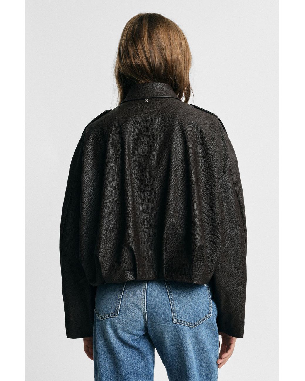 Veste Courte En Similicuir À Fermeture Zippée Épaules Larges Please en coloris Black