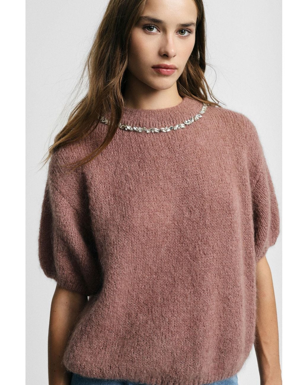 Pull Court À Manches Larges Et Col Rond Please en coloris Brown