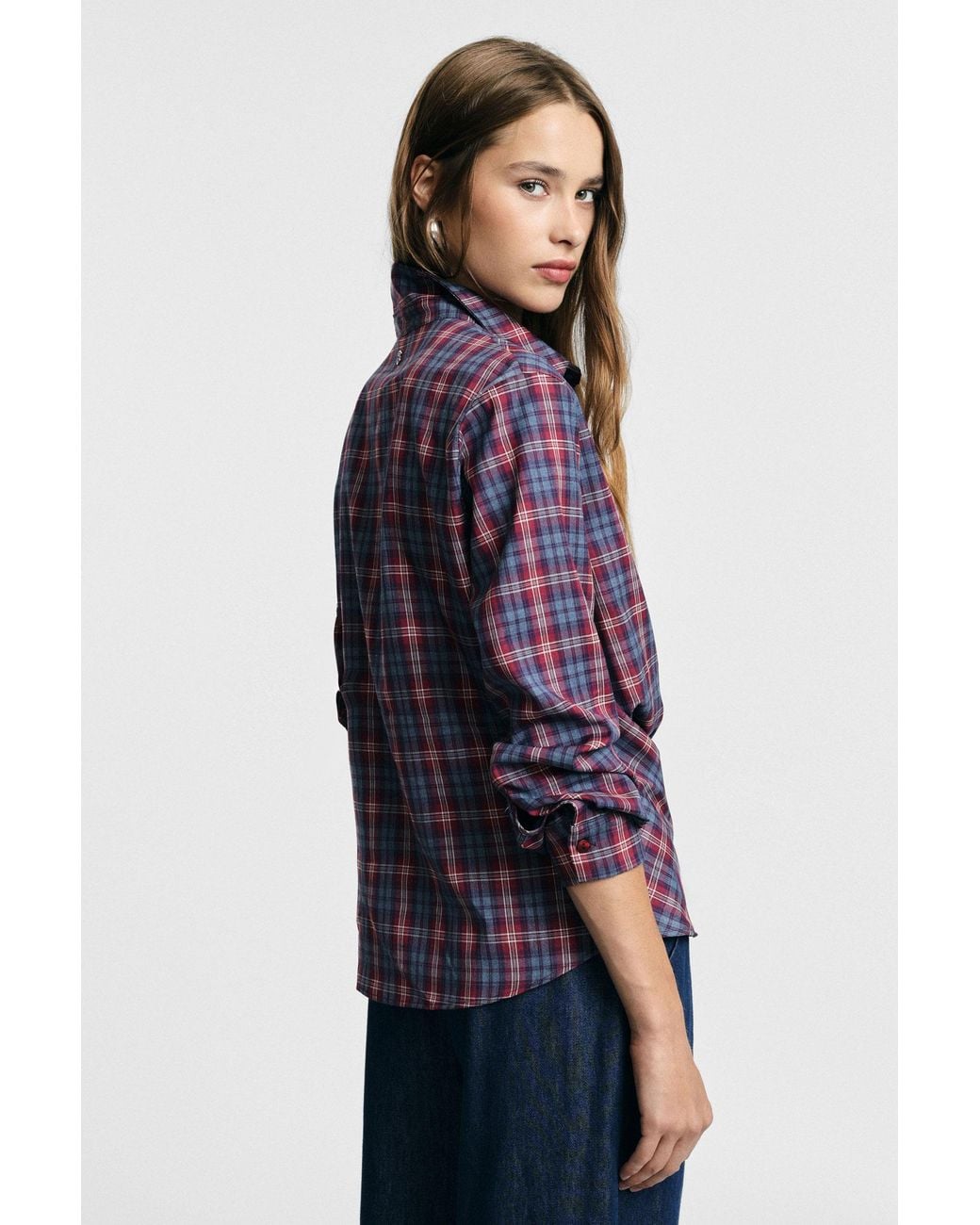 Chemise À Carreaux Avec Nœud Devant Et Manches Longues Please en coloris Purple