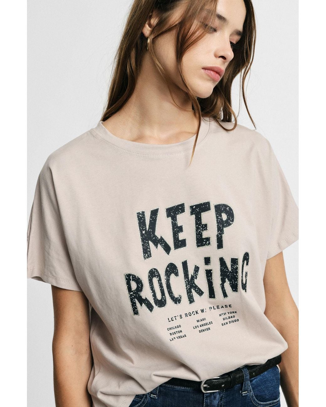 T-Shirt À Imprimé Devant Coupe Regular-Fit Please en coloris Natural
