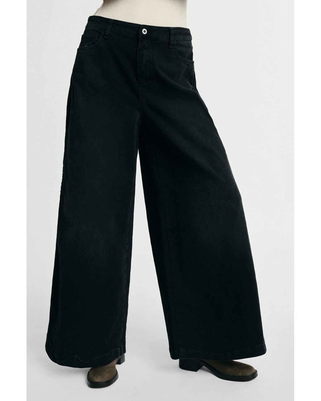 Jeans Palazzo Taille Haute À Cinq Poches Please en coloris Black
