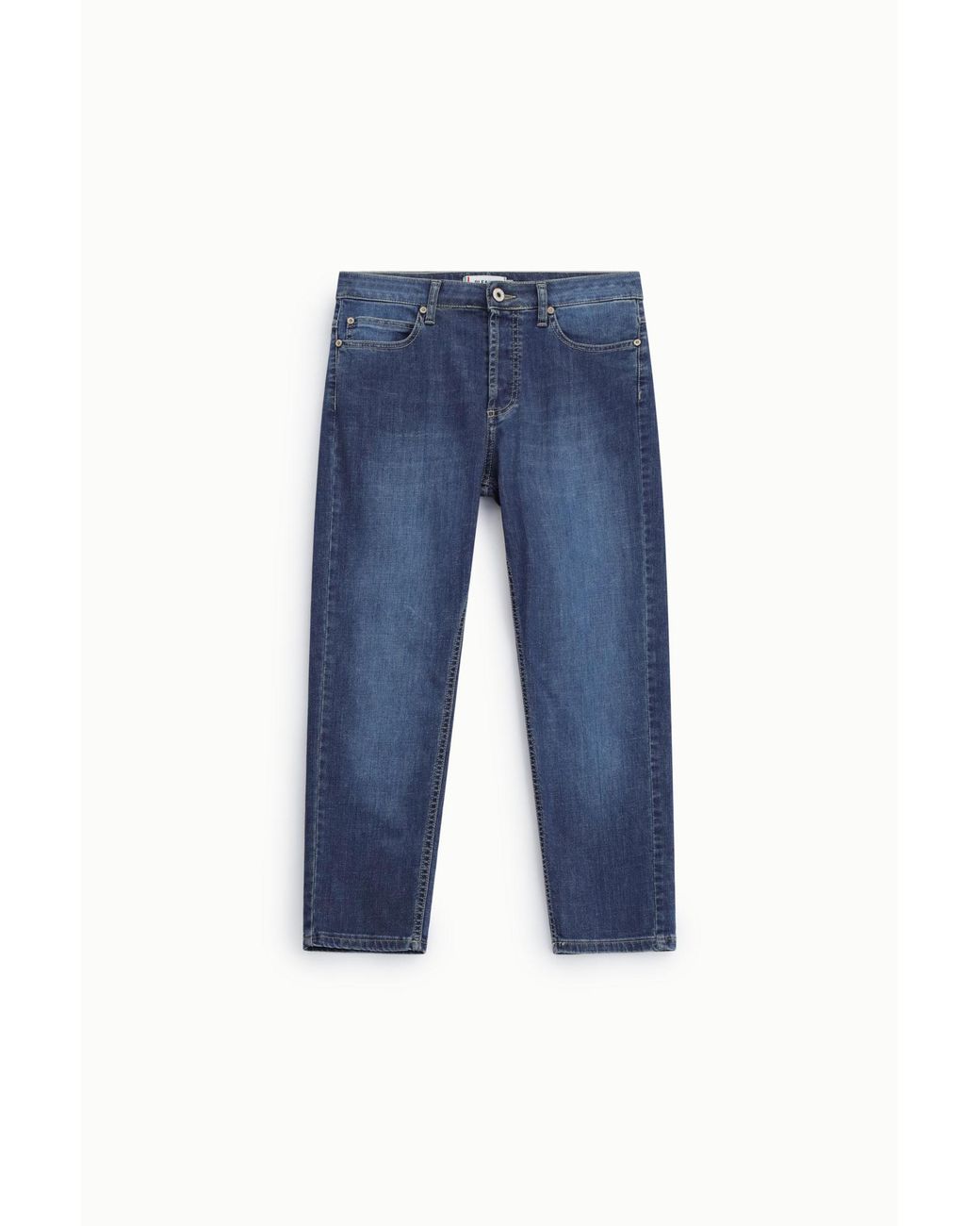 Jean Cropped Taille Haute Coupe Droite Please en coloris Blue