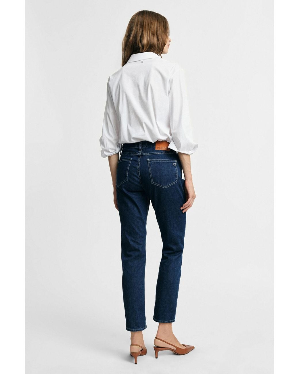 Jeans Slim-Fit Uni À Taille Mi-Haute Please en coloris Blue
