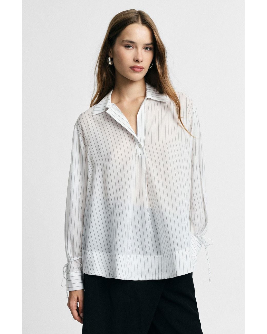 Chemise À Rayures Manches Longues Et Nœuds Poignets Please en coloris White