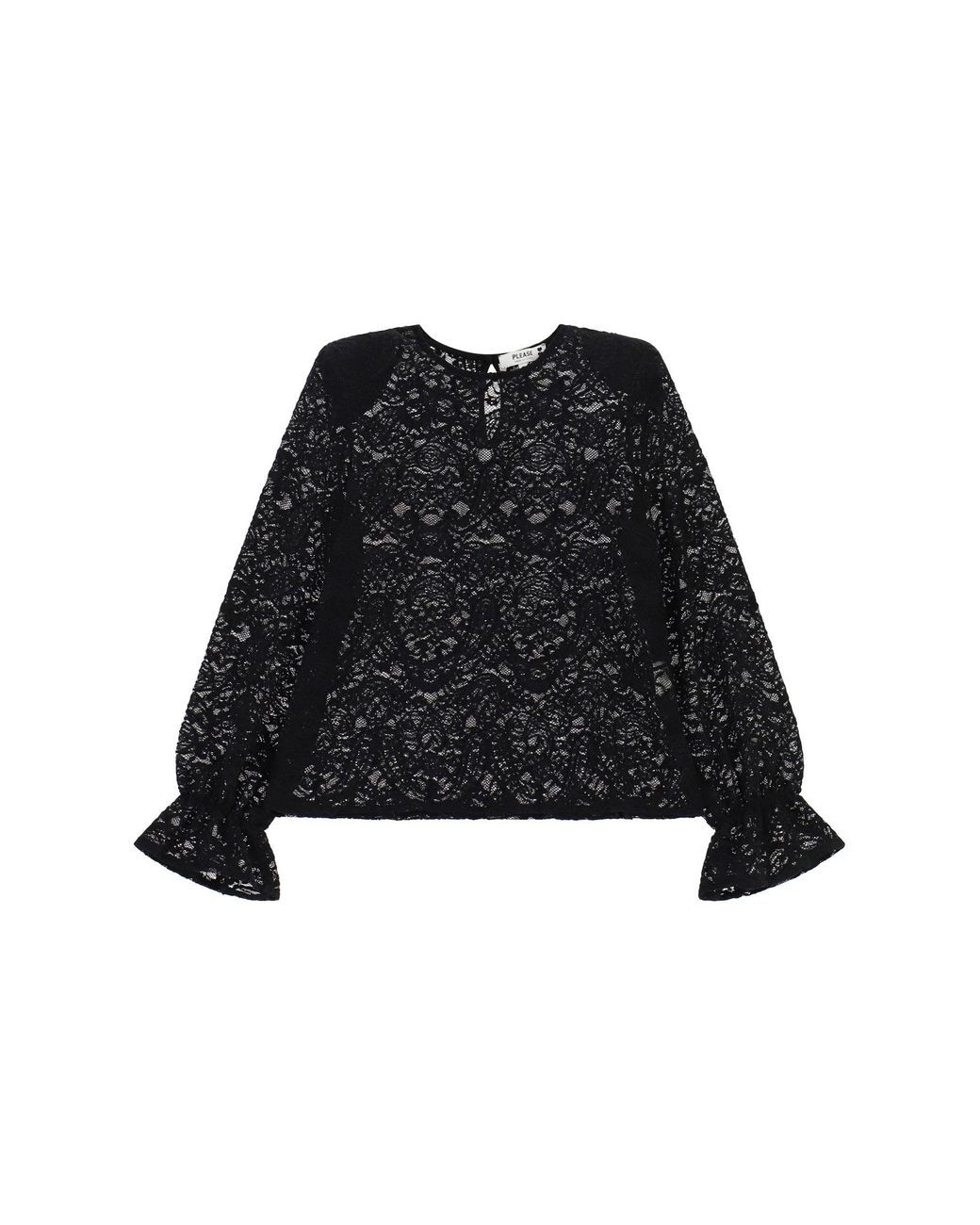 Pull Dentelle Manches Ballon Please en coloris Black