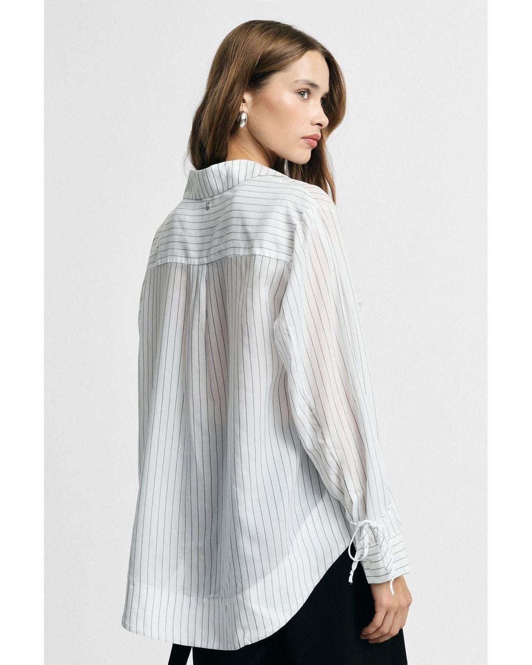 Chemise À Rayures Manches Longues Et Nœuds Poignets Please en coloris White