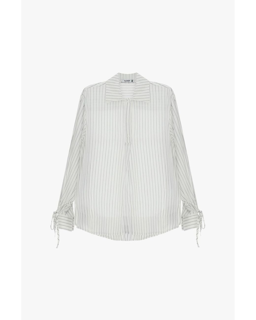 Chemise À Rayures Manches Longues Et Nœuds Poignets Please en coloris White