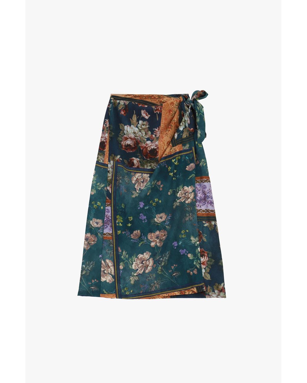 Jupe Midi Portefeuille Imprimé Patch Fleuri Please en coloris Green